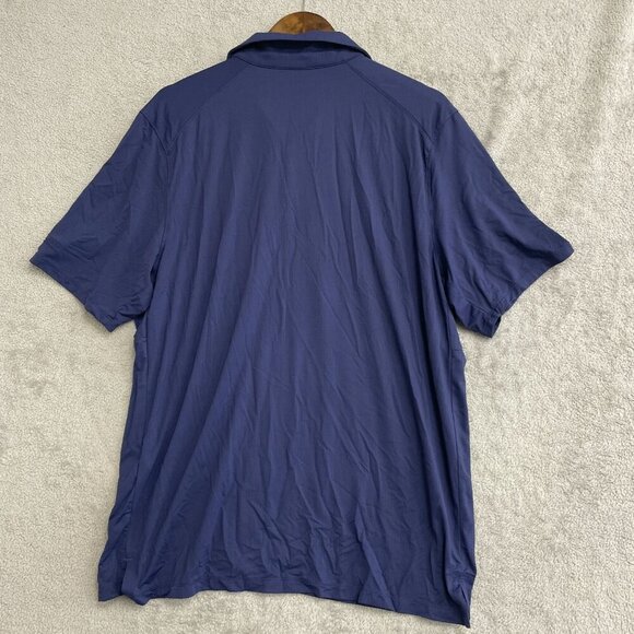 NWOT Kirkland Signature Men's XL Navy Active Polo Shirt Nylon Blend - Picture 3 of 9